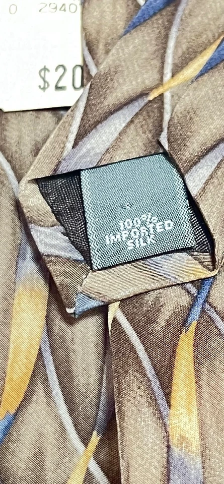 Nueva Corbata Cambridge Classics Seda Diseño Abstracto Marrón Beige Azul Foto 4 de 4