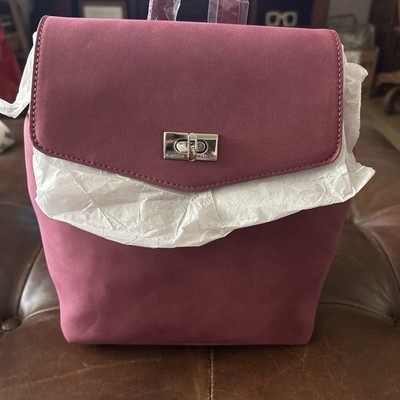 Vanessa Williams Burgundy Small Backpack Purse Turn Lock, Dust Bag & Strap