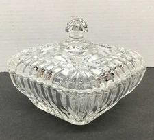 Anchor Hocking Square Vintage Cut Glass Covered Candy Dish