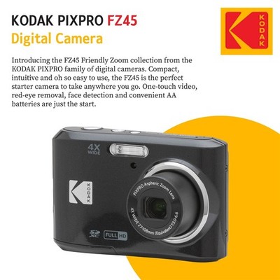 Kodak PIXPRO FZ45 Digital Camera (Black) + 32GB Memory Card + More
