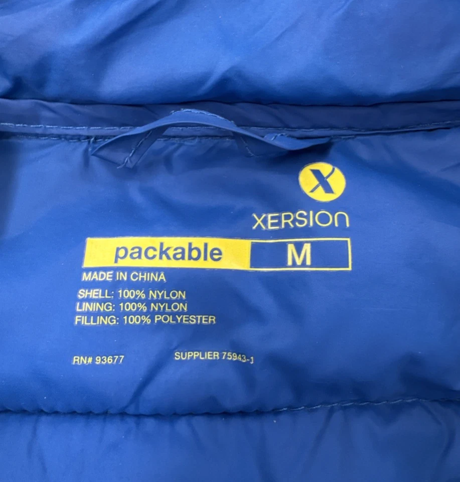 Jaqueta acolchoada Xersion masculina azul média com zíper completo leve náilon - Imagem 2 de 4