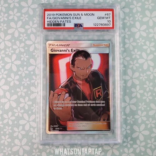 Pokemon Card Giovannis Exile 67/68 Ultra Rare Sun Moon Hidden Fates PSA 10