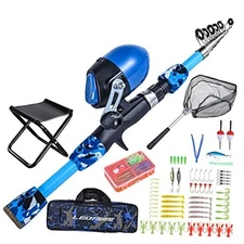  170cm/5.6ft Kids Fishing Rod Set Portable Telescopic Kids Fishing Poles Blue