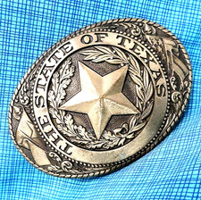 State of Texas Brass Belt Buckle Vtg 80s Tony Lama Exclusive Collection .XTT631