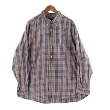 Burberry London Mens XXL Nova Check Plaid Button Down Shirt Beige Long Sleeve