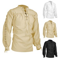 Herren Piratenhemd Wikinger Steampunk Retro Renaissance Mittelalter Gothic hemd