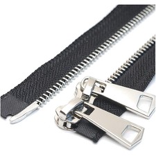 Cerniere lampo metallo 80cm doppio cursore nero, divisibile, giacca