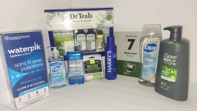 NEW Men SelfCare Bundle Waterpik DrTeal s Dove Harry s Dial Gillette Razor Spa