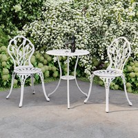 Charles Bentley 3 Piece Tulip Cast Aluminium Patio Bistro Set Table & 2 Chairs