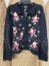 Designer Originals Studio Santa Cardigan L Ugly Christmas Sweater Holiday