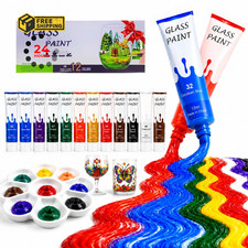 Happlee Artist-Grade Acrylic Glass Paint 0.41 Fl Oz Pack of 12 , glass paint