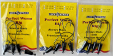 Lot of 3 LUCK E STRIKE 3/8oz PERFECT WORM RIG in BLACK color with 4/0 hooks