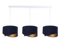 HäNgeleuchte Pendelleuchte Stoff Weiß Blau Gold 3-Flammig E27 Velours Optik