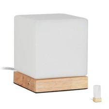 Tischlampe Tischleuchte Nachttischlampe Fensterlampe Holzfuß Milchglas 150 cm