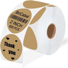 2 Inch Brown Circle Thermal Printer Labels,600 Round Labels/Roll 2 inch