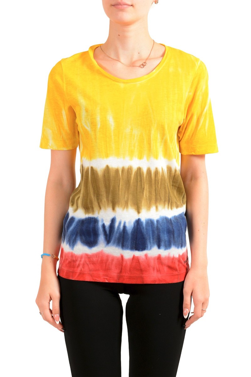 トップス DSQUARED2 Towel cloth tennis T-shirt Dsquared2 Women's Multi-Color Crewneck Linen T-Shirt Top US XS IT