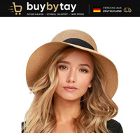 Damen Sonnenhut Uv-Schutz Faltbar Strohhut Mit Breiter Krempe Sommerhut 50+