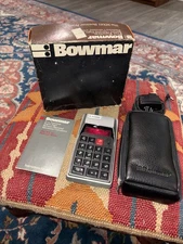 ORIGINAL VINTAGE 1970's BOWMAR MX61 LED CALCULATOR Box Manual Case Adaptor