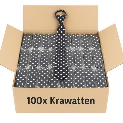 Aktion 100x Krawatte Schwarz Weiß Gepunktet Schmal Satinoptik Herren Großhandel