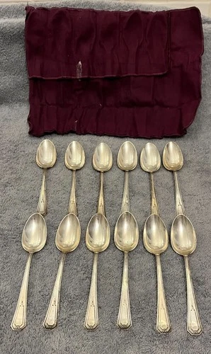 (12) Sterling Silver Wallace Silver 1920 Princess Mary Flatware Cloth Holder
