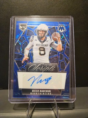 2025 Panini Mosaic No Huddle Nicco Marchiol NIL Future Scripts Blue