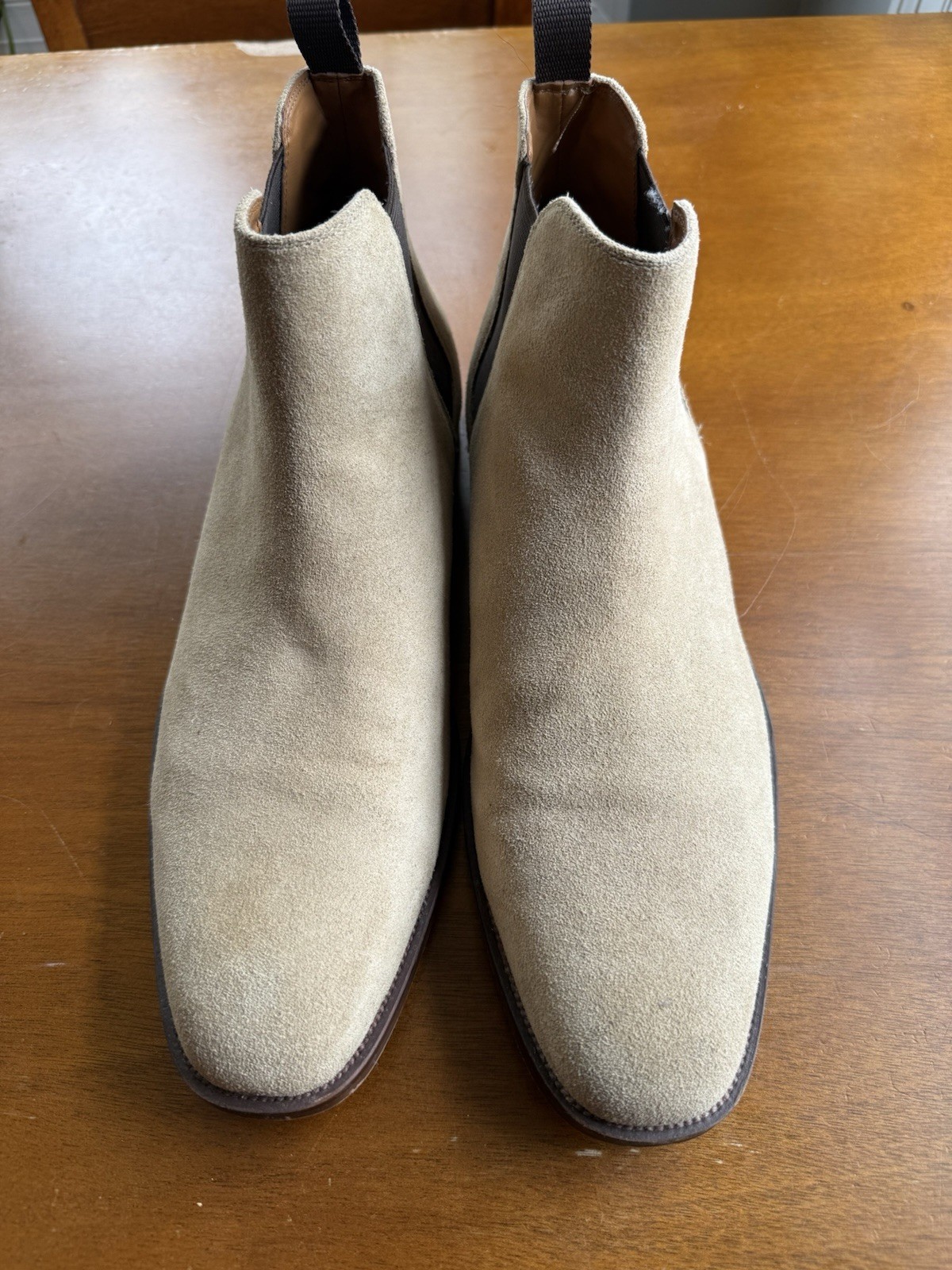 Aldo Chelsea Boots Mens Size 11 Beige Suede Ankle Dress Casual Shoes Slip On-image