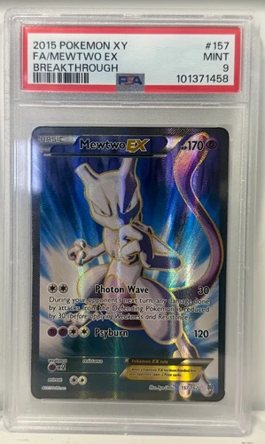 PSA 9 Mewtwo EX 157/162 XY Breakthrough 2015 Pokemon Card Full Art Holo Foil