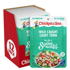 Chicken of the Sea Wild Caught Light Tuna in Spring Water, 2.5 Ounce Packets, 12