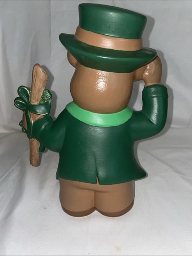Ceramic St Patrick’s day bear 10.5 inches tall. hand painted. Vintage - Picture 6 of 11