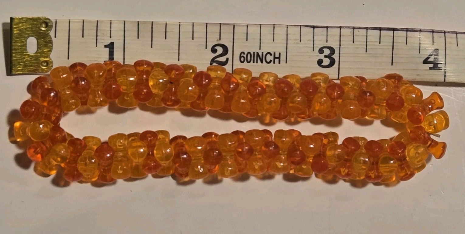 Vintage Translucent Orange Triangular Plastic Bea… - image 2