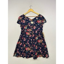 Cottagecore Denim & Supply Ralph Lauren Womens Large Navy Floral Babydoll Dress