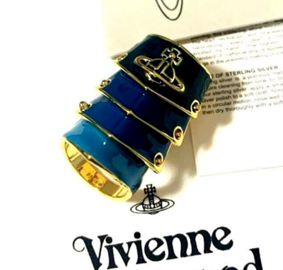 Vivienne Westwood｜ARTEMISリング　ゴールド×ブルー Vivienne Westwood ARTEMIS Armor Ring Blue Size 6.5-7 Medium