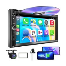 Double Din car Stereo with CD/DVD Player- CarPlay  Android Auto, Car Audio w...
