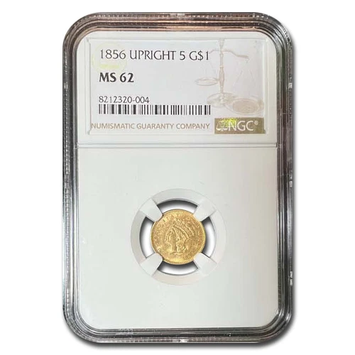 1856 $1 Indian Head Gold MS-62 NGC (Upright 5)