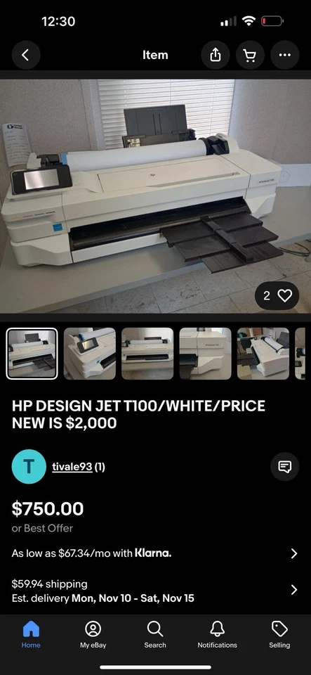 HP DESIGN JET T100/WHITE/PRICE NEW IS $2,000 - Image 2 of 4