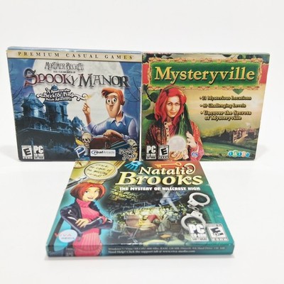 PC CD ROM Gaming Spooky Theme-Lot Of 3 Natalie Brook,Spooky Manor & Myseryville