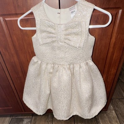 Carter's Girls 12M Gold Metallic Fit & Flare Party Dress Sleeveless Bow
