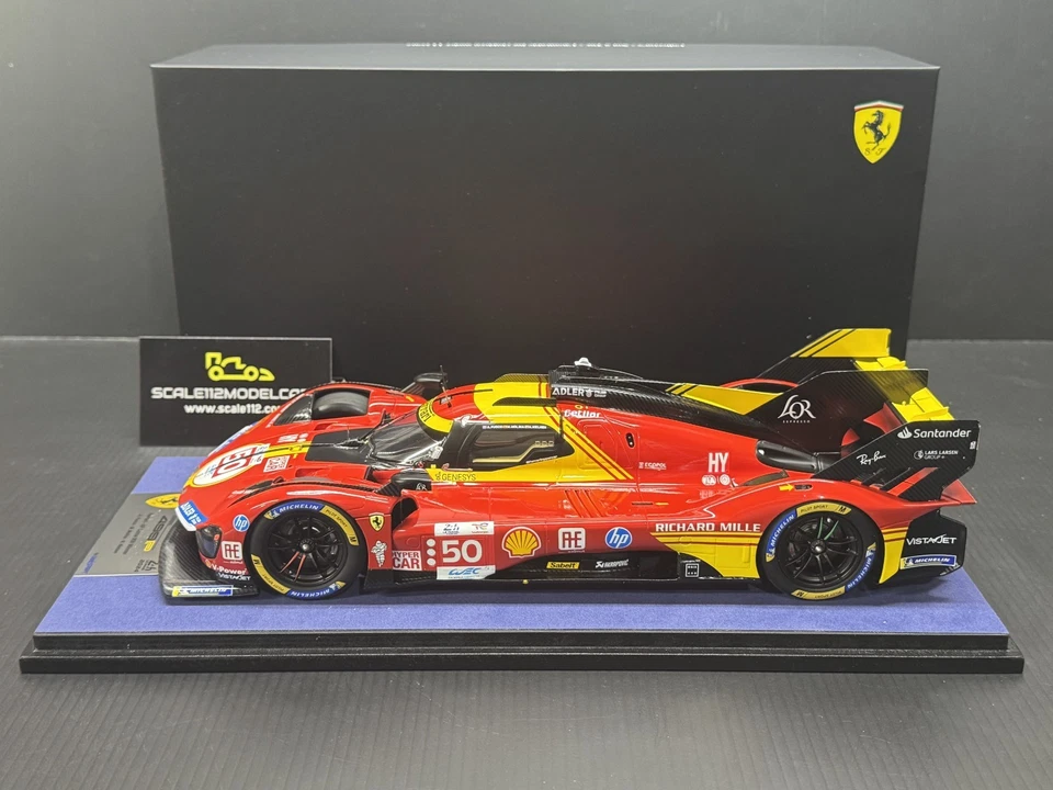 Ferrari 499P AF Corse #50 Le Mans 2024 Winner w/ Display Case 1/18 Looksmart - Image 3 of 4