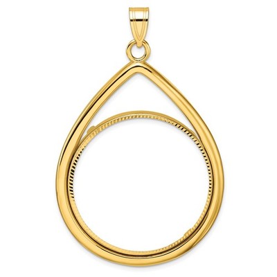 1 oz $50 American Gold Eagle Coin Bezel 33mm Prong Teardrop 14k Yellow Gold