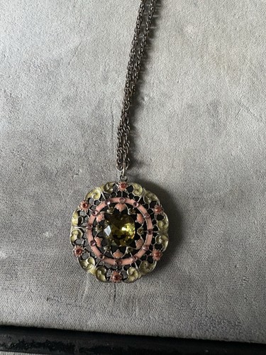 Anne Koplik Multi-Color Stone Pendant & Silver Tone Necklace