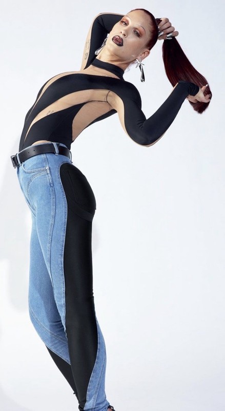 Mugler X H&M Spiral Panelled Skinny Stretch Jeans In Black/Blue - US Women's 6