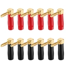 36 Pcs Right Angle Banana Plugs 4mm Banana Speaker Plugs Gold Plated Copper 9...