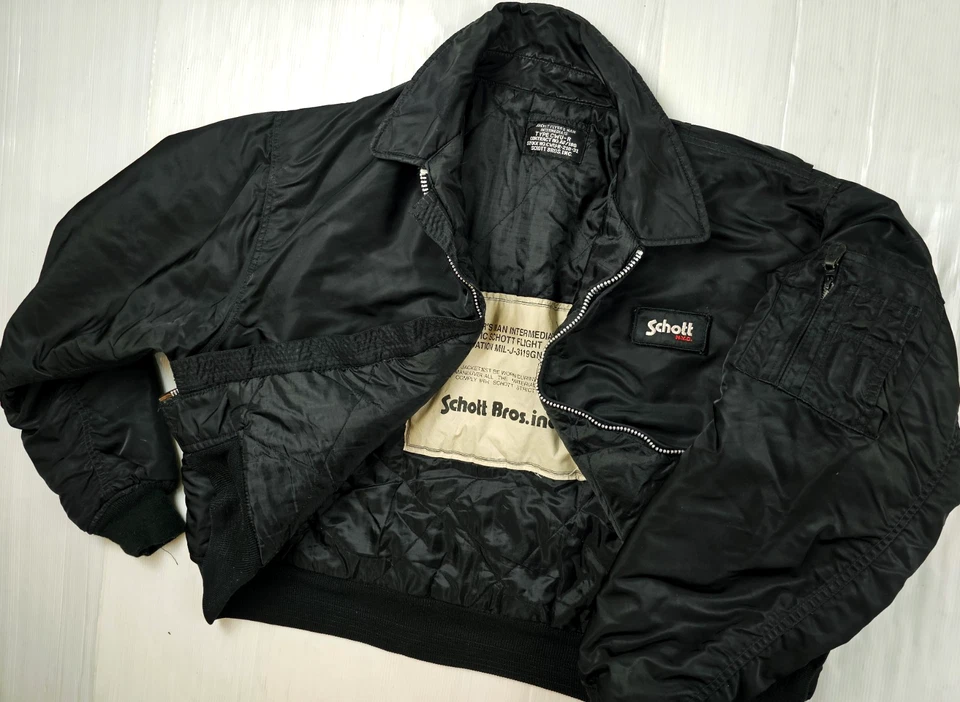 *HOT VTG Men's SCHOTT FLYER'S CWU-R BOMBER MILITARY FLIGHT LINED BLACK Jacket XL - Image 3 of 4