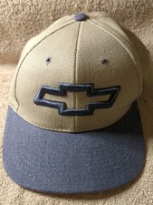Vintage Chevrolet Chevy Logo Hat Tan Gray Snapback Cap Nissin