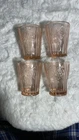 Set of 4 Vintage Pink Depression Glass Sunflower Juice Glasses