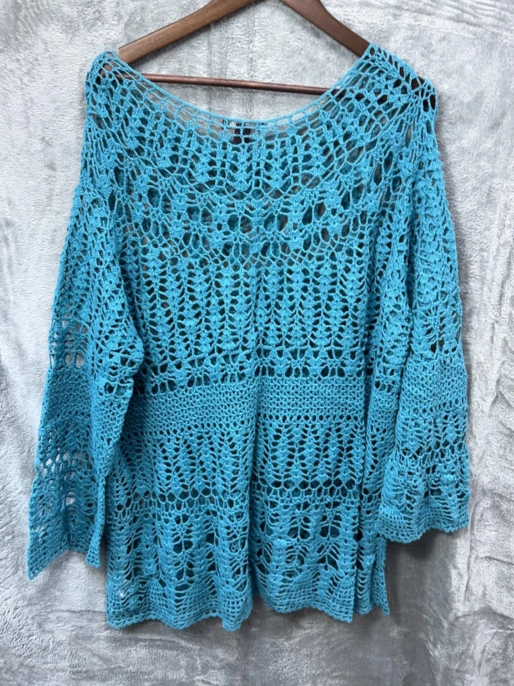 Suéter Jessica London Mujer Tejido Abierto Costero Abuela 18/20 Hada Boho Hippie Foto 4 de 4