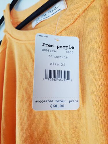 NWT The Free People Womens XS Chill Out Long Sleeve Top Orange Open Shoulder - Picture 3 of 9