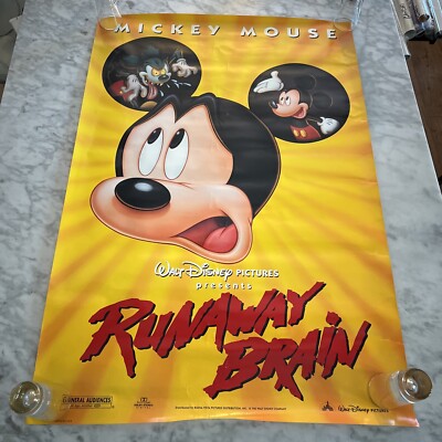 Disney Mickey Mouse RUNAWAY BRAIN 1995 27x40 Promo Movie Poster