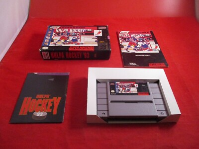 NHLPA Hockey 93 (Super Nintendo SNES) COMPLETE w/ Box manual game poster! #X1