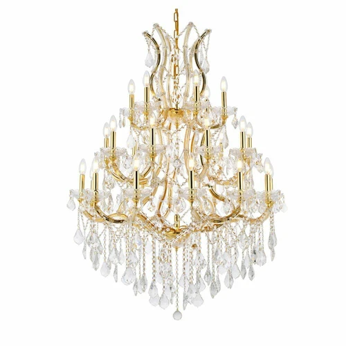 Crystal Chandelier Large Gold Foyer Living or Dining Room 28 Light Fixture 52 in - Picture 4 of 8